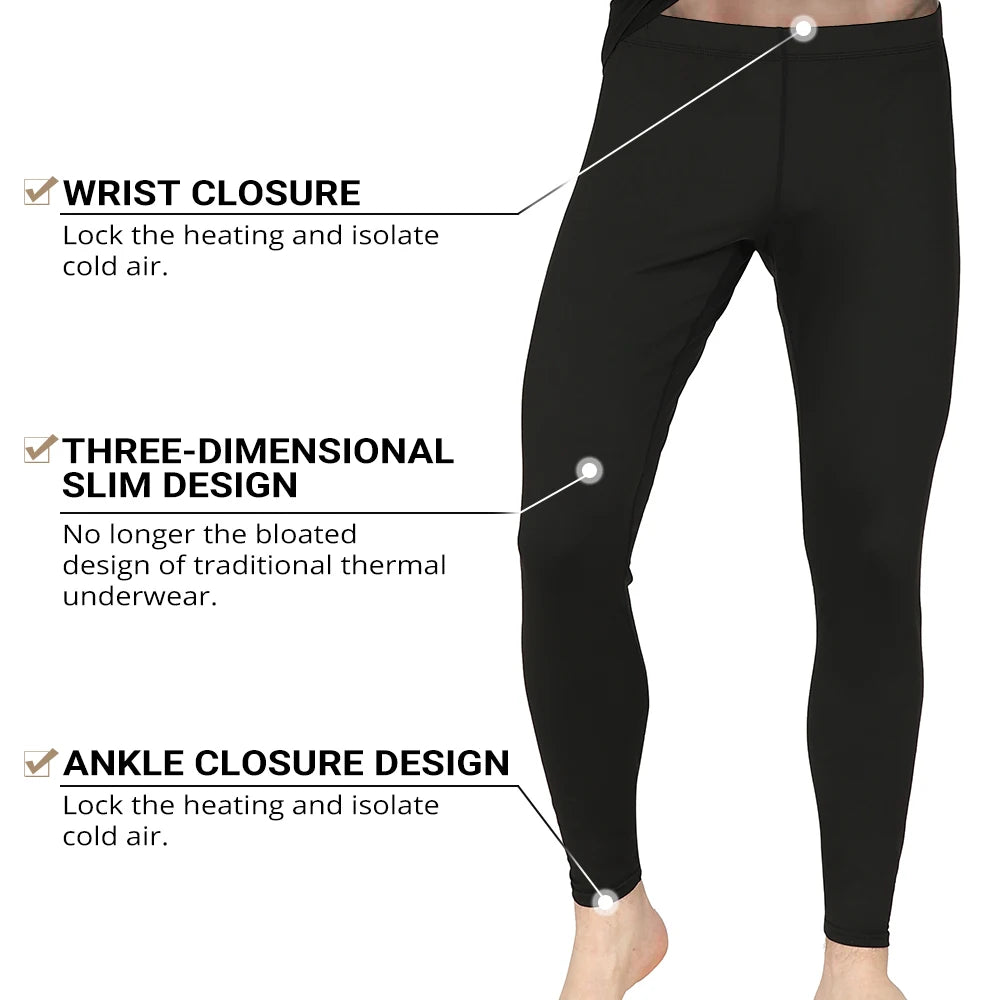 Men's Thermal Underwear Set - Long Johns Top and Bottom Base Layer - photo 3