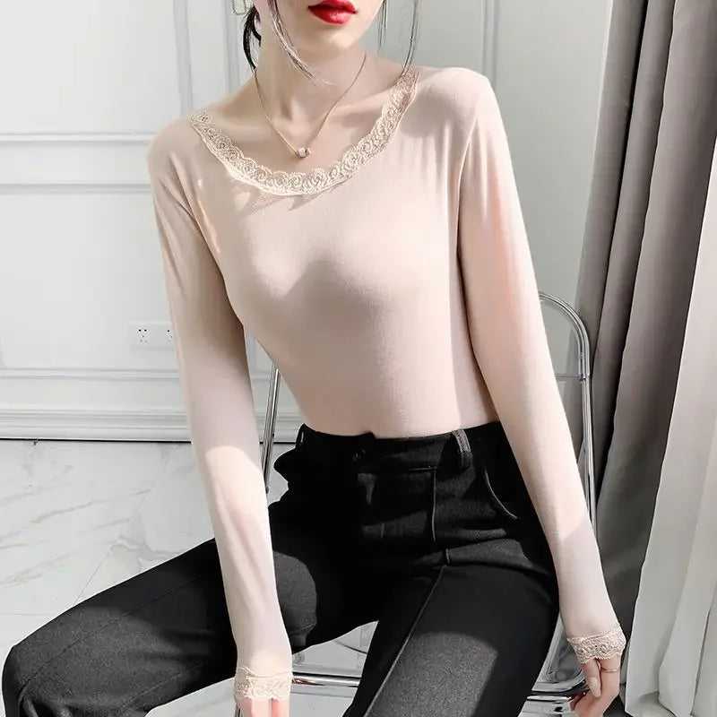 Women's Lace Trim Thermal Top - Long Sleeve Base Layer - photo 13