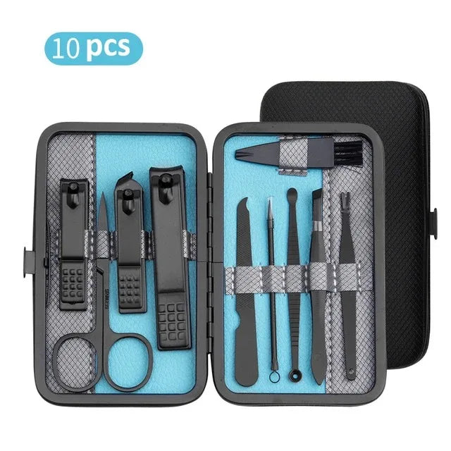 Manicure Set 10/15/25 PCs Full Function Kit Professional Stainless Steel Pedicure Sets Nail Clipper With Portable Case Idea Gift