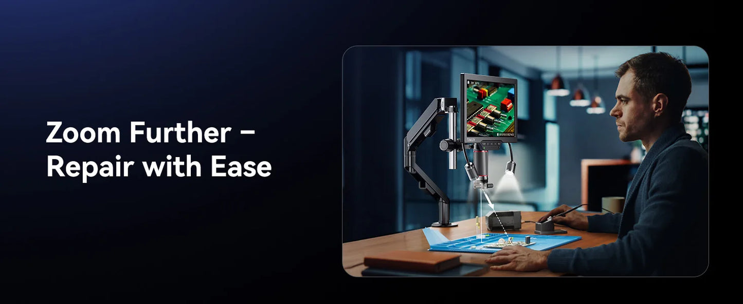 TOMLOV TM3K-3D Max Digital Microscope – 3K 10" Screen, Magnetic Dual Lens, 360° 3D View | PCB & Coin Repair