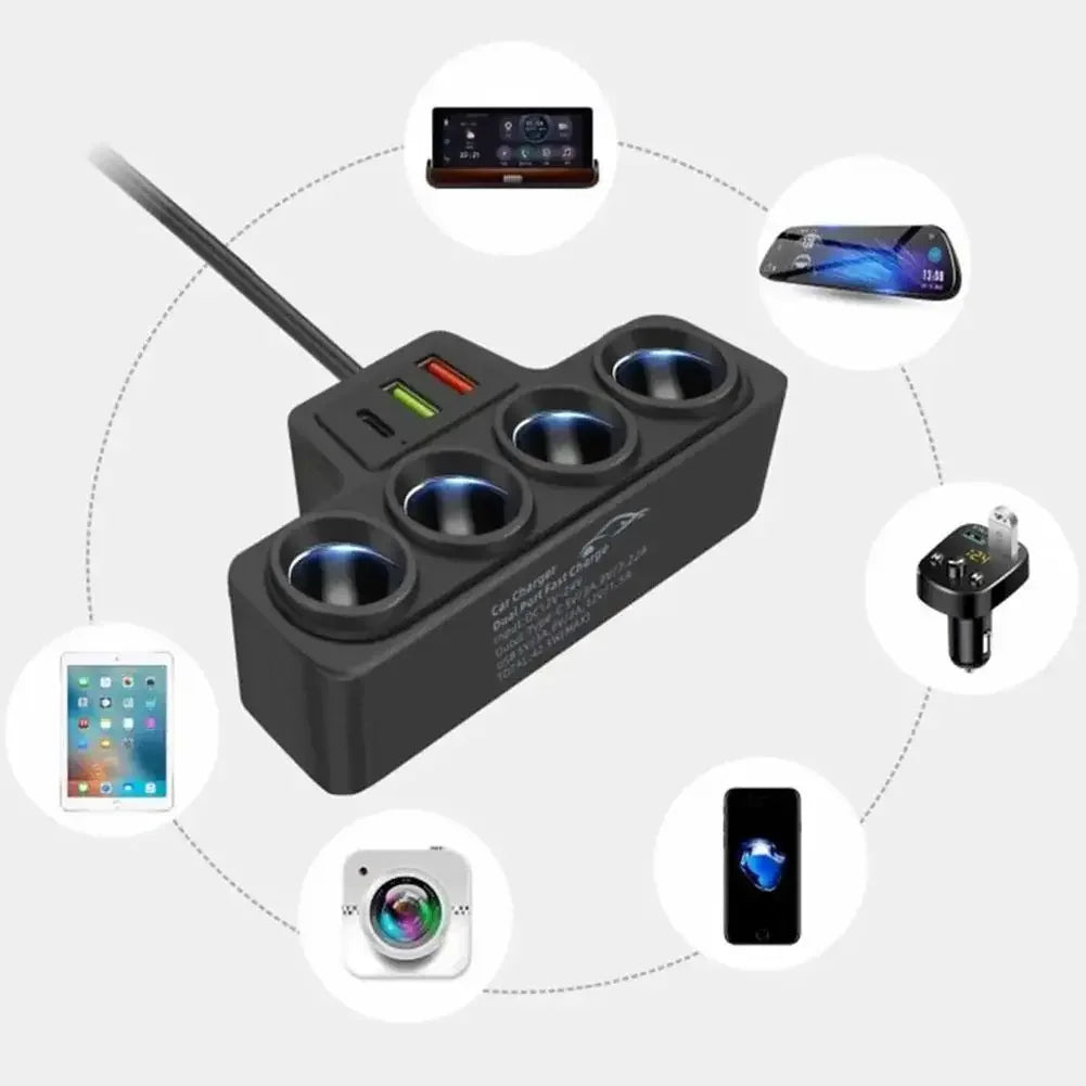 Flash sale 3.0 Dual USB Socket 120W Car Cigarette Lighter Splitter 12V 24V Fast Charger Plug Phone Power Adapter for Car DVR Dashcam