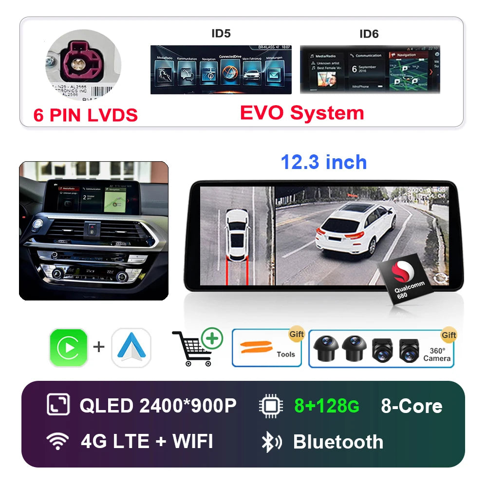 Car Stereo with Apple CarPlay & Android Auto, Compatible with BMW X3 G01 & X4 G02 (EVO System)