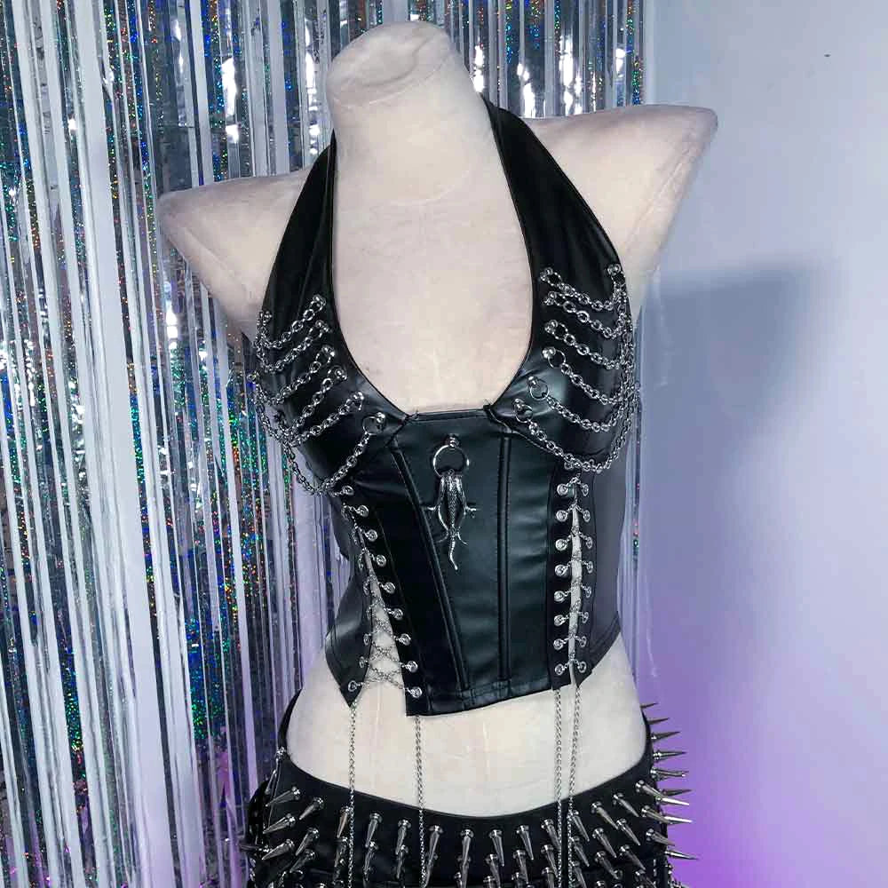 Women's Studded Y2K Grunge Tank Top — Gothic Spiked Cami