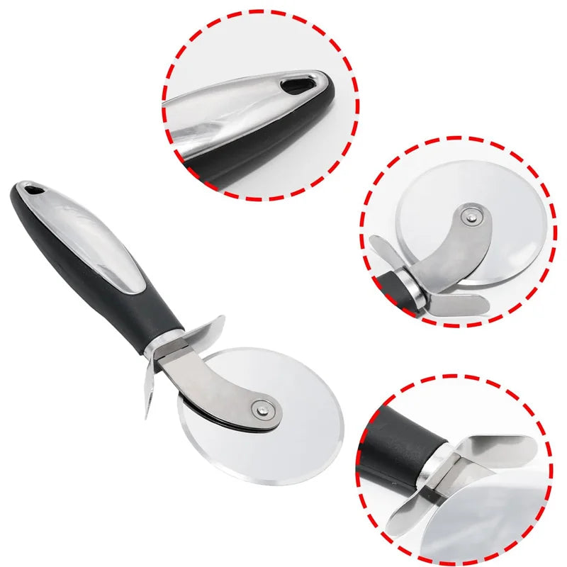 Rolling Pizza Cutter Tool,3 Inch Diameter Sharp Blade,Non-Slip Ergonomic Handle,Finger Protection Design,for Home&Commercial Use