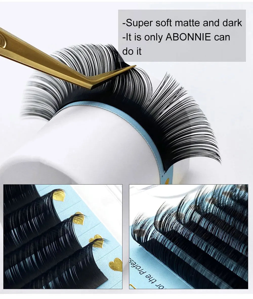 Abonnie Cashmere Lashes Classic Eyelash Extensions Russian Volume Matte Black Eyelashes