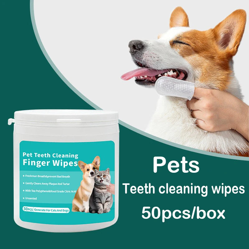 Disposable Pet Finger Toothbrush Wipes - Dog & Cat Oral Care