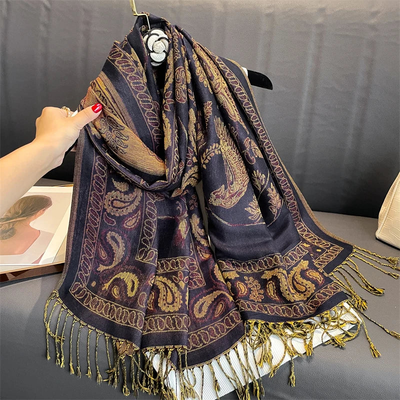 Women's Printed Pashmina Shawl, Soft Winter Scarf