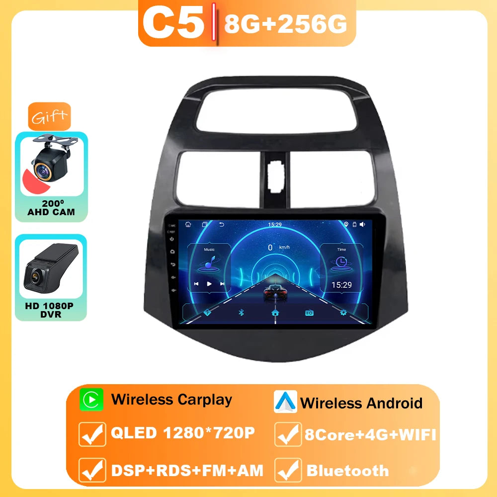 Android 15 For Chevrolet Spark M300 2009-2016 Car Radio Multimedia Video Player Navigation GPS wireless android Carplay 4G WIFI