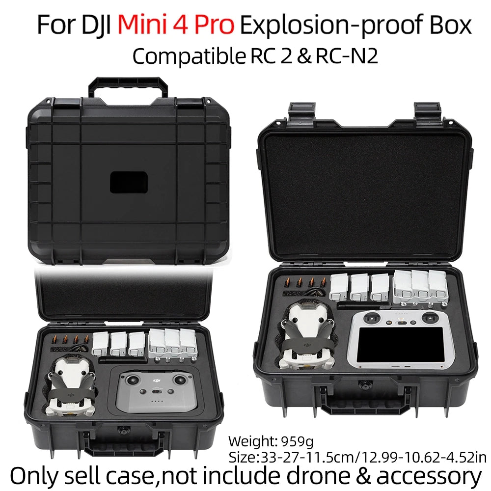 For DJI Mini 3/4Pro Case Mini 4 Pro Explosion Proof Case Mini 4 Pro Bag Portable Waterproof Box Hard Shell Large Capacity Case