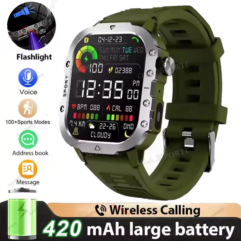 2026 Military Smart Watch – IP68 5ATM, 1.81" AMOLED, Bluetooth Call & Outdoor Fitness Tracker | Men
