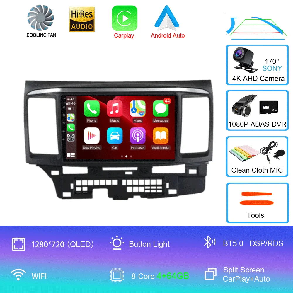 9" Android Car Stereo for Mitsubishi Lancer 9, 10 & X (2008–2016) — CarPlay, Android Auto, GPS, Touchscreen