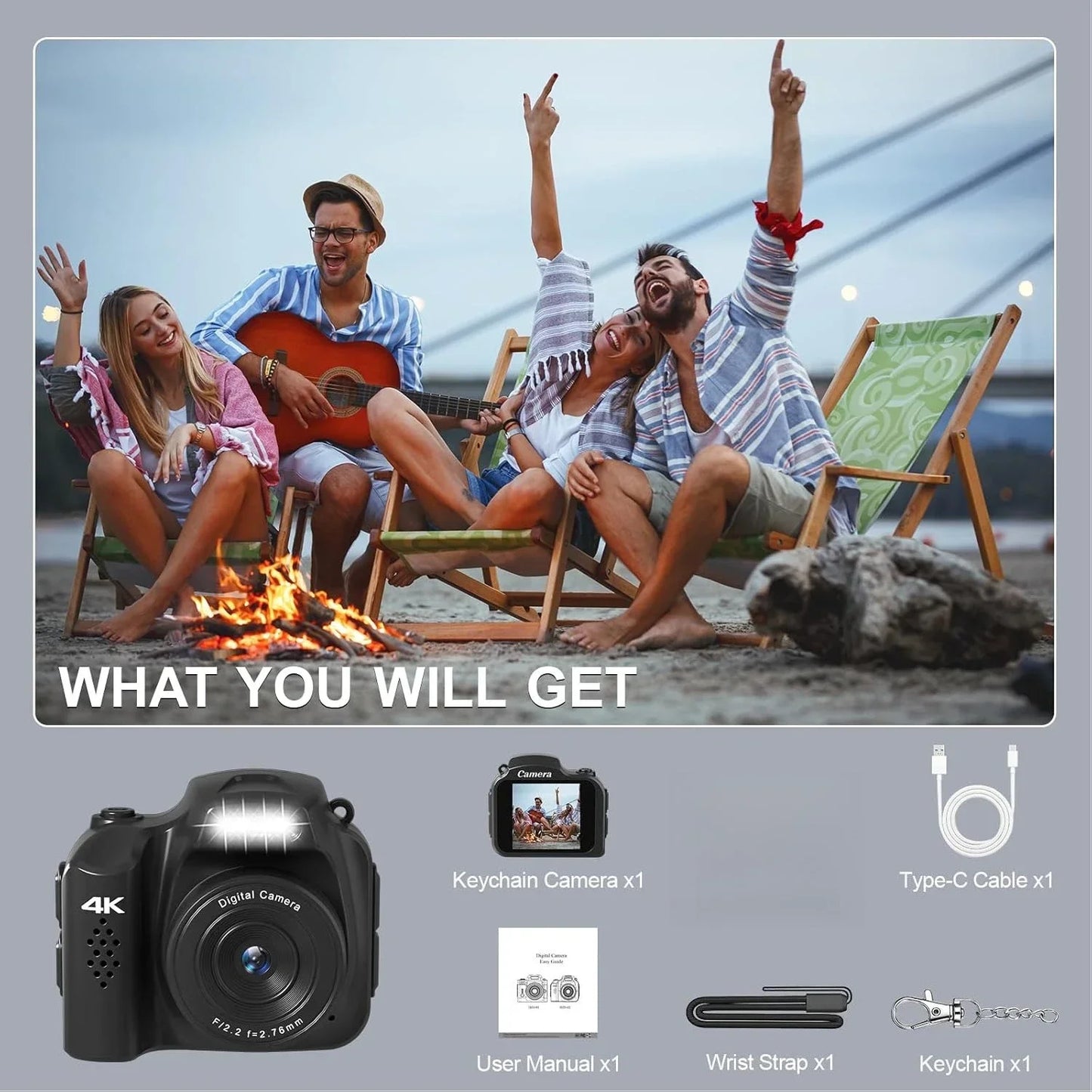 4K Retro Keychain Camera — 64MP Mini Digital Camera with Screen
