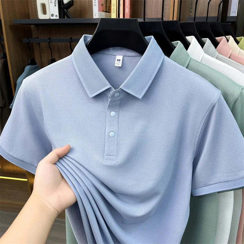 Men's Casual Lapel Polo Shirt - Soft Breathable Fabric, Everyday