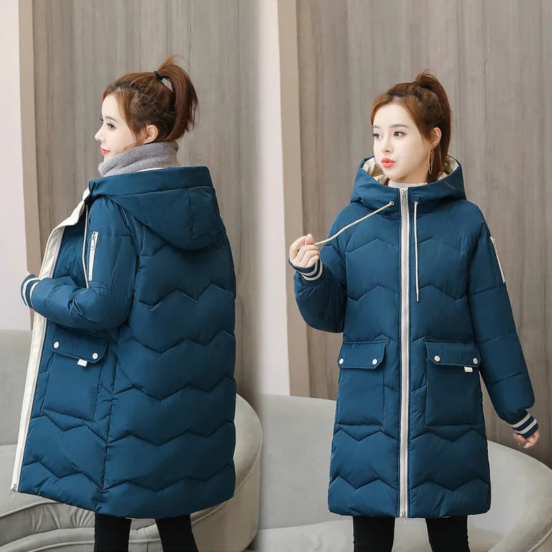 Women's Mid-Length Hooded Parka - Padded Loose Winter Coat - photo 5