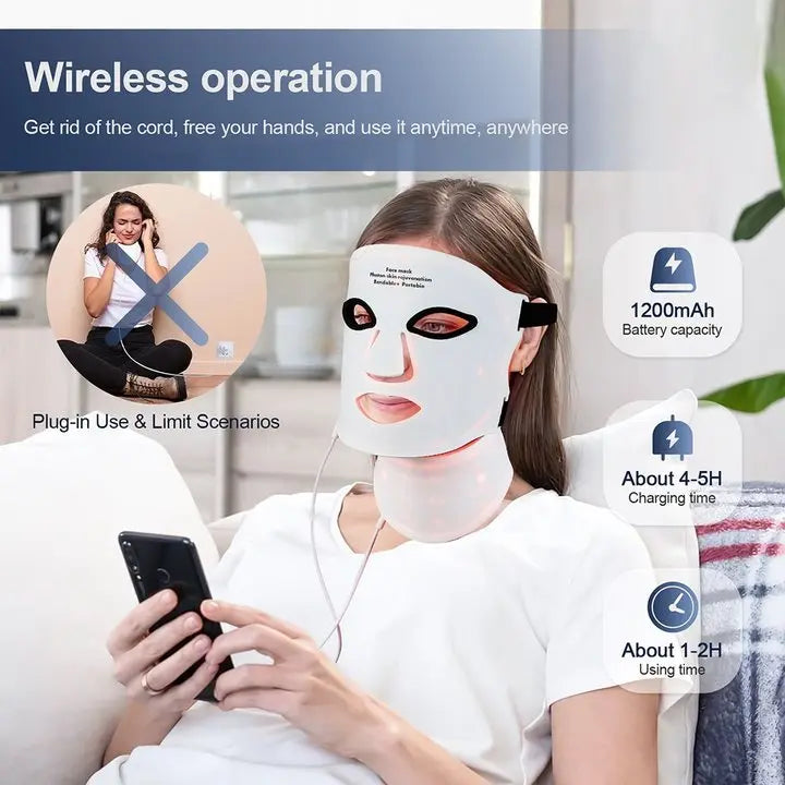 Silicone LED Face & Neck Mask – 7-Color Photon Light Therapy