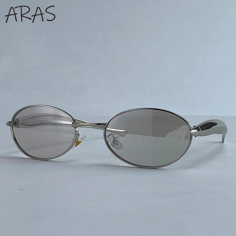Small Oval Punk Sunglasses for Women — Metal Frame, UV400