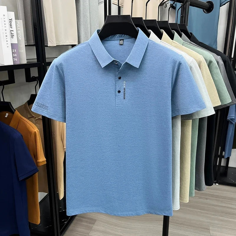 Men's Slim-Fit Polo - Subtle Cuff Print, Breathable Three-Button