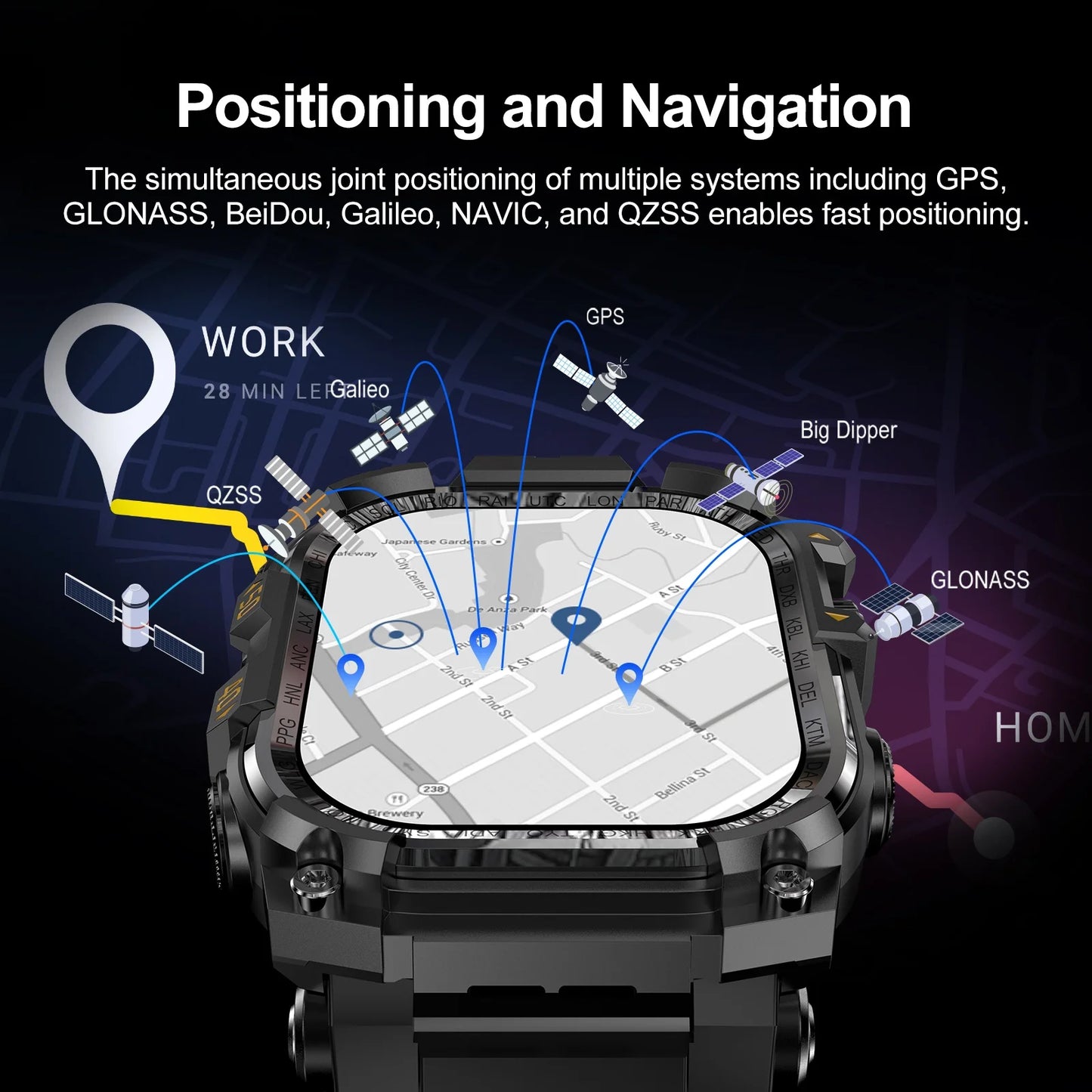 Q888 Smartwatch 4G 5G SIM Card Full Network Android OS GPS WiFi 2.06-inch Rotating Camera 32GB RAM 256GB Storage Latest Model