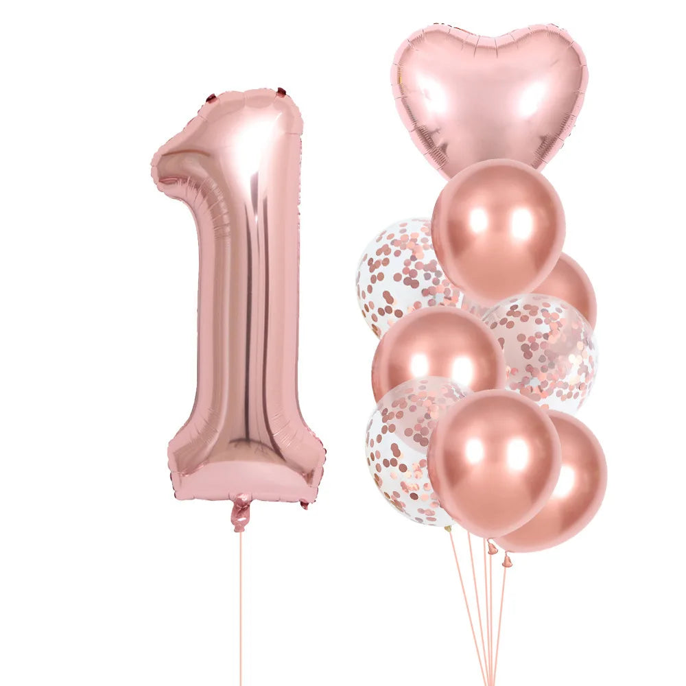 40 Inch 0-9 Rose Gold Number Balloons Set Birthday Party Wedding Celebration Ceremony Wedding Room Decoration Supplies