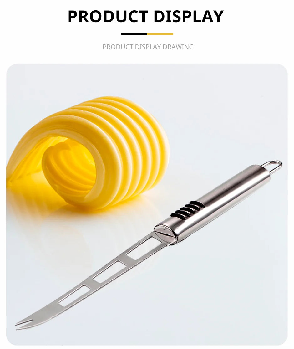 Cheese Knife Kitchen Tool Stainless Steel Multifunctional Baking Tool Pizza Butter Noodle Cutter Circular Handle Kitchen Accesso