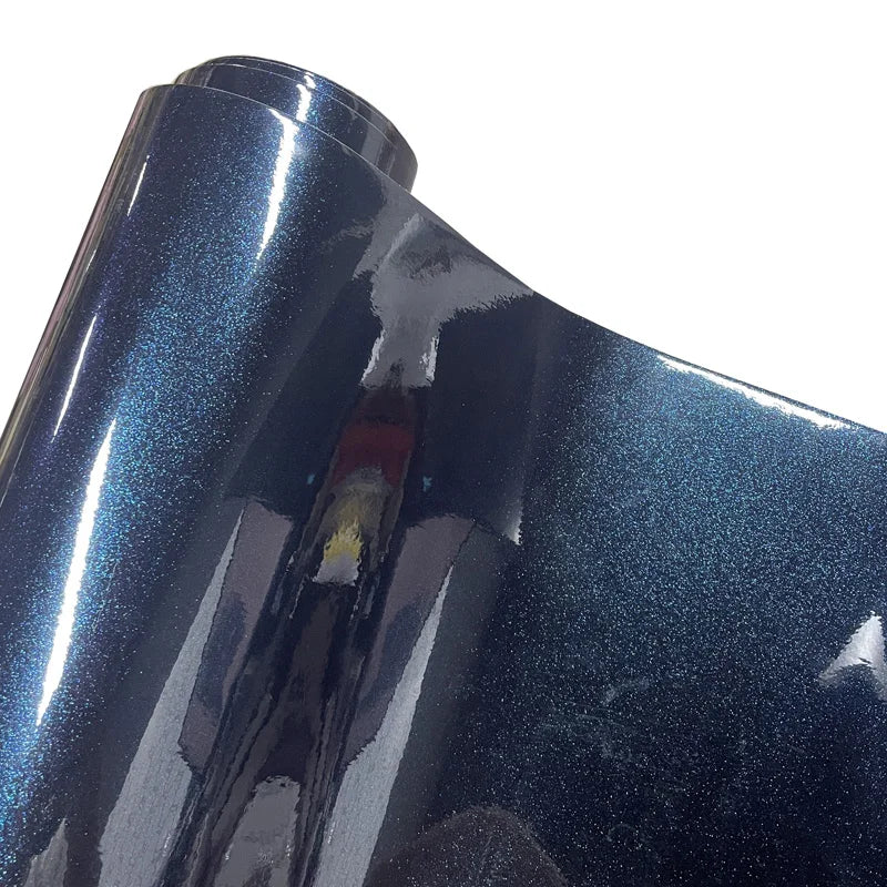 Premium Sparkle Gloss Metallic Ghost Midnight Blue Vinyl Wrap Roll DIY Self Adhesive Decal Film Automotive Car Wrapping Foil