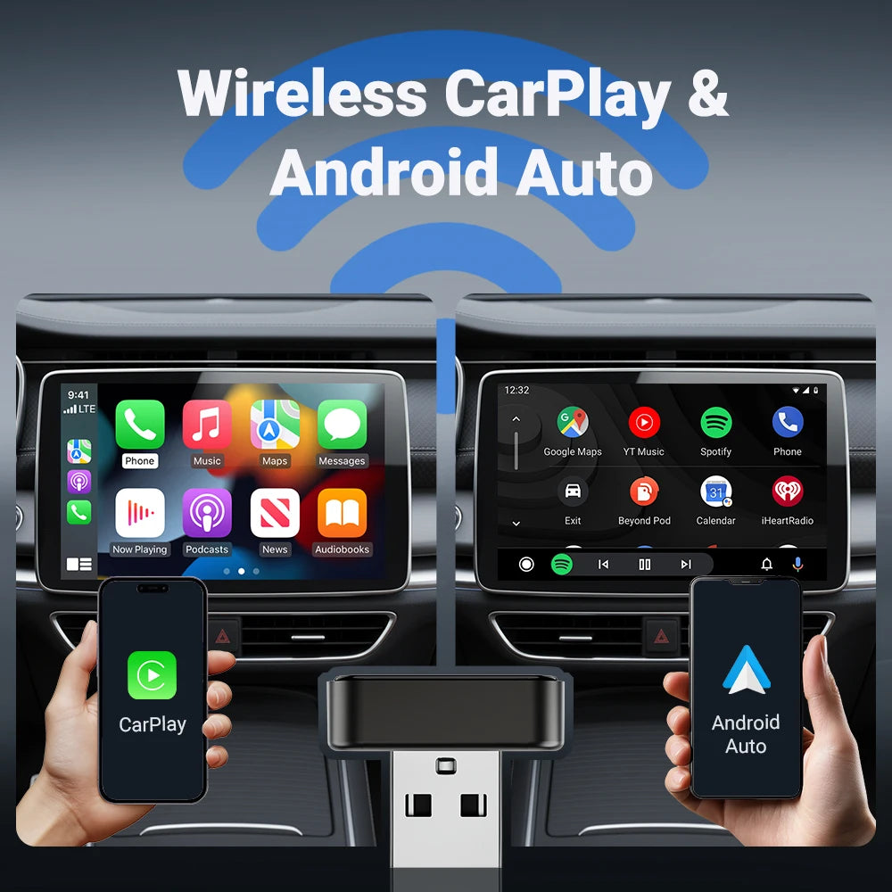 2-in-1 Wireless CarPlay & Android Auto Adapter (Universal)