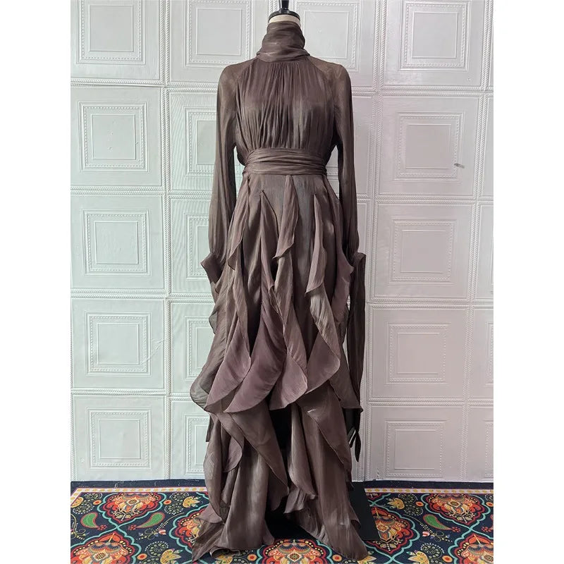 Eid Women Party Dress Muslim Abaya Ruffle Jalabiya Ramadan Long Dresses Autumn Vestidos Largos Arab Long Robe Morocco Kaftan
