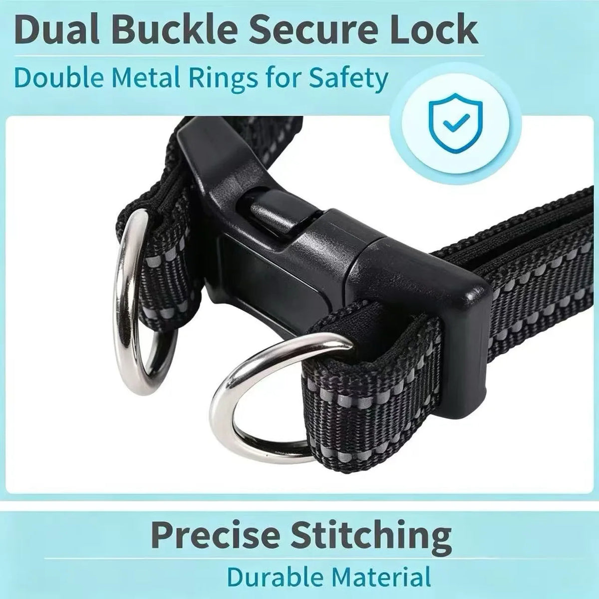 Heavy-Duty Reflective Collar with Double D-Ring – photo 4