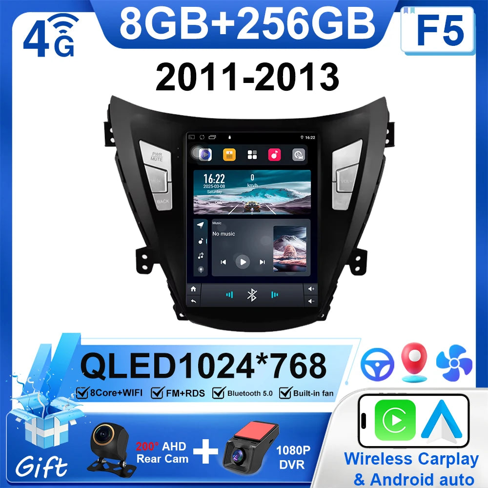 9.7" Car Stereo with Apple CarPlay & Android Auto, Compatible with Hyundai Elantra 5 (2011-2016)