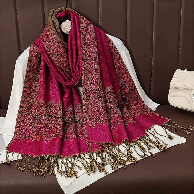 Women's Printed Pashmina Shawl, Soft Winter Scarf