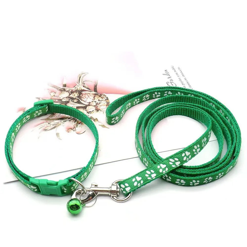 Cat Collar & Leash Set - Cartoon Paw Bell Collar for Kittens – photo 6