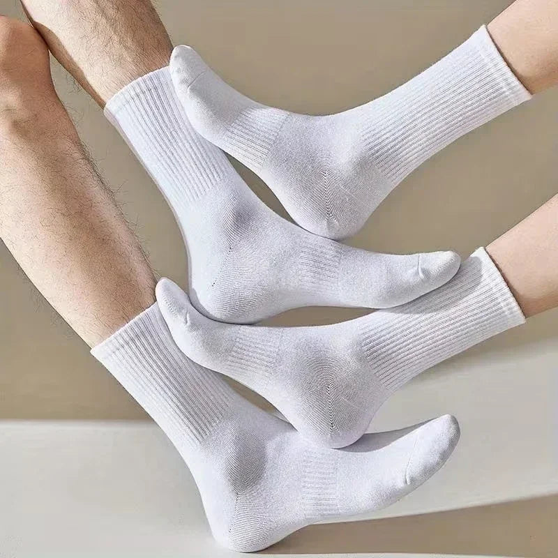 Men's Cotton Crew Socks — White, 1 & 10-Pair Packs, Plus Size