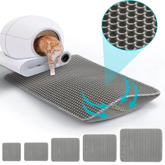 Large Waterproof Cat Litter Trapping Mat – Non-Slip Double Layer Litter Box Pad | 4 Sizes (Black, Grey, Khaki)