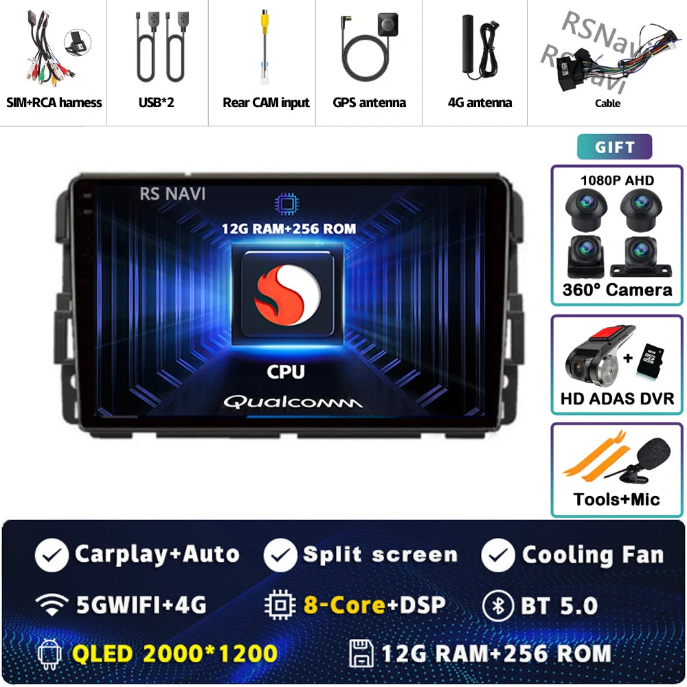 Android 16 Carplay Car Radio for Chevrolet Silverado Impala GMC Yukon Acadia Sierra Multimedia Video Player Navigation Stereo BT