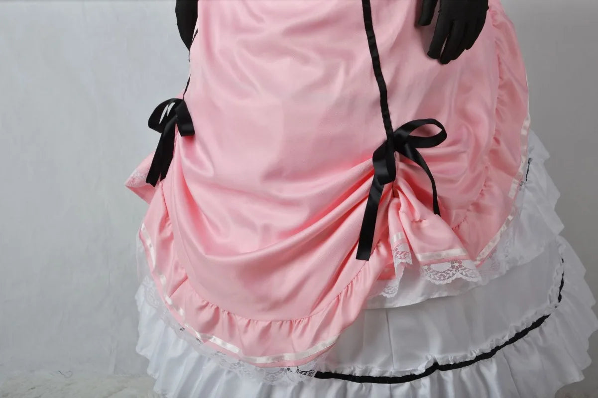 Anime Black Butler Ciel Phantomhive Young Master Cosplay Pink Robin Uniform Lolita Suit Wig Sleeveless Lace Maid Cut Dress