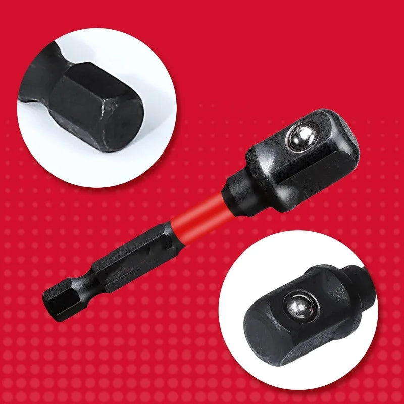 Impact Socket Adapter 1/4" 3/8" 1/2" Square Socket Driver Extension Bit Power Tools Hex Shank Impact Driver Socket Adapter
