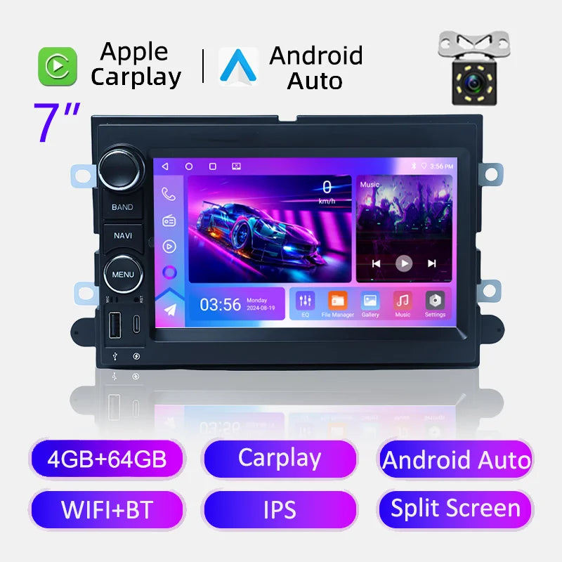 7" Car Stereo with Apple CarPlay & Android Auto, Compatible with Ford F150 F250 F350, Fusion, Mustang & Explorer