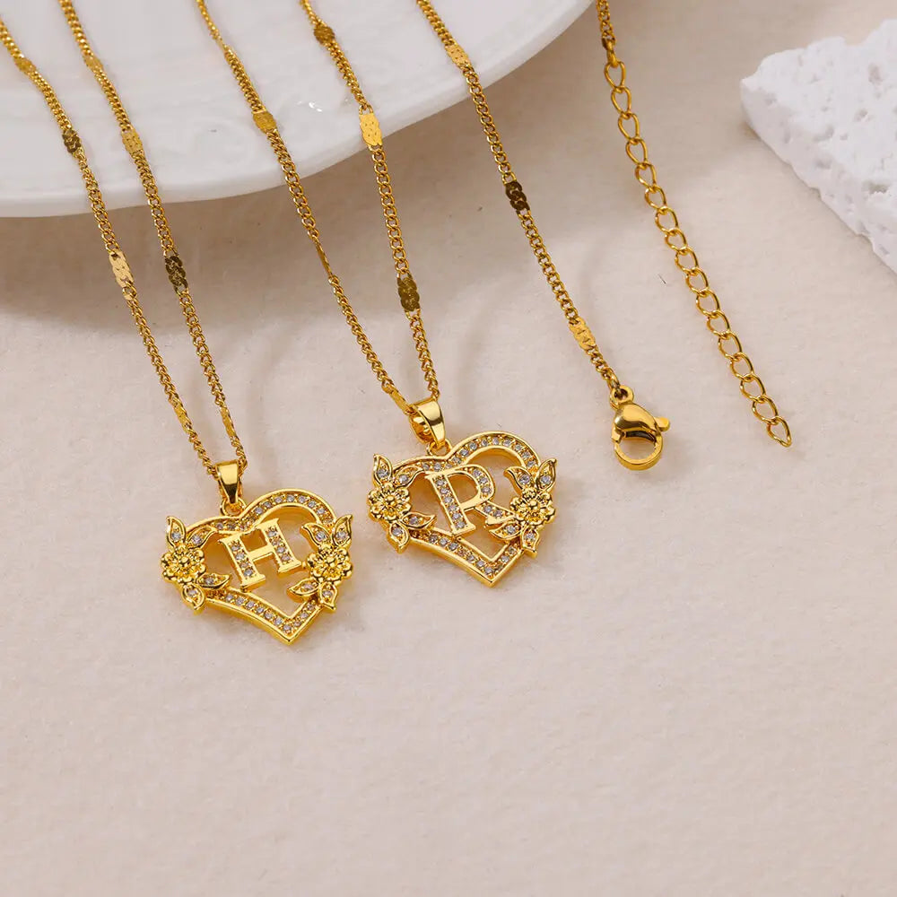 Initial Heart Necklace – Gold-Tone A-Z Letter Pendant