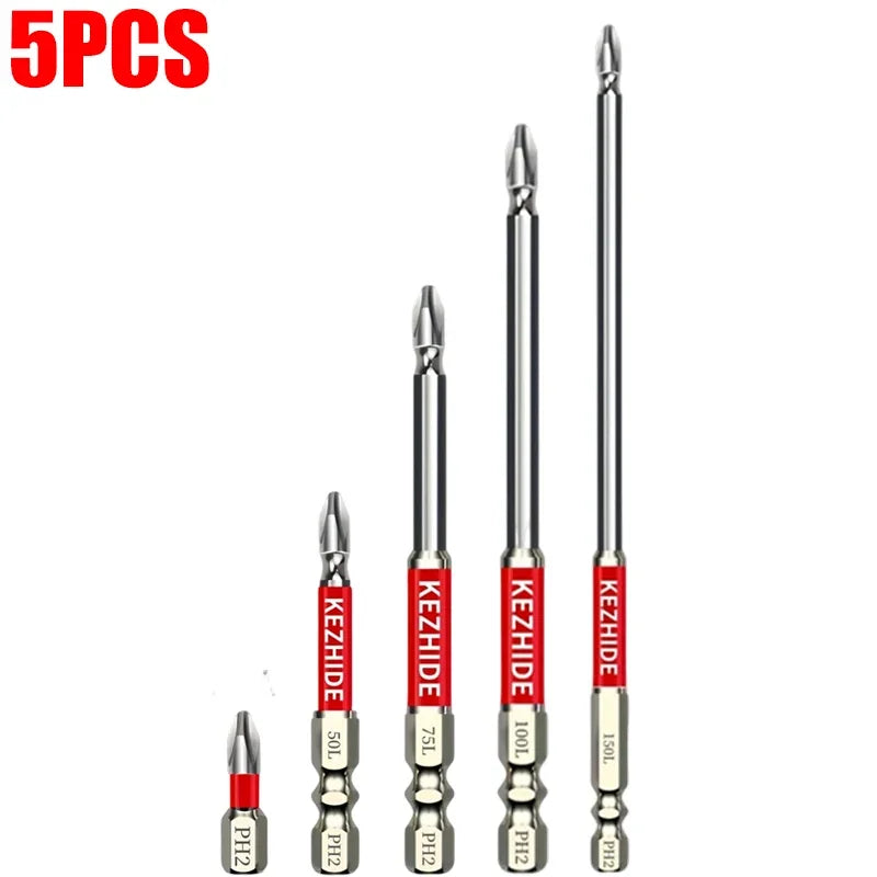 High Magnetic Screwdriver Drill Bit Set Universal Anti-Slip Teeth Phillips Magnetic Electric Screwdriver Set Lengths 25-150mm