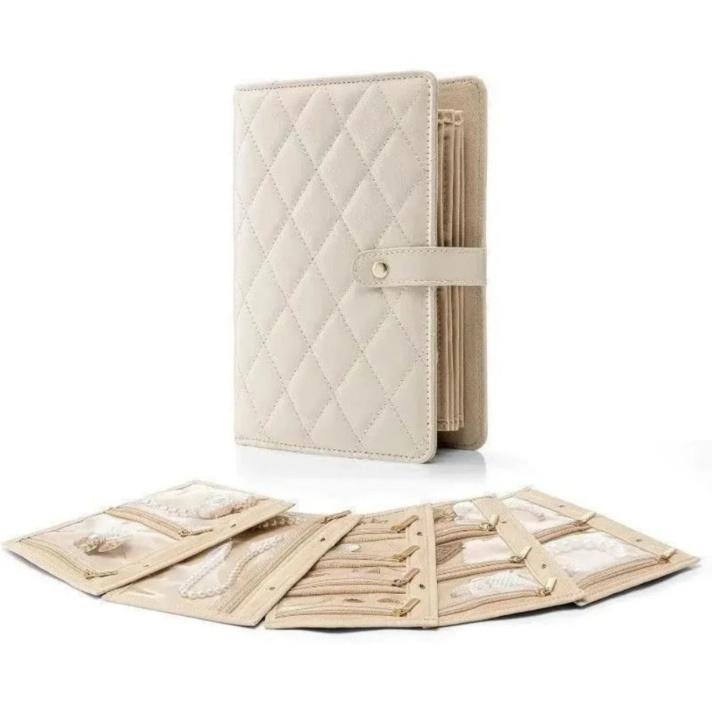 Jewelry storage box, storage bag, convenient jewelry storage book ring binder, transparent zipper velvet jewelry bag, travel ess