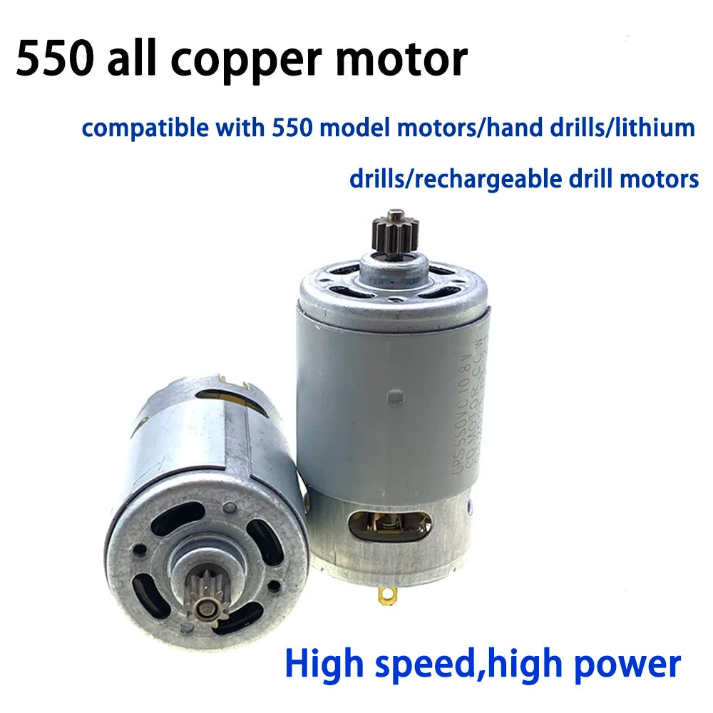 RS550 DC Motor10.8V 12V 14.4V 16.8V 18V 21V 25V Micro Electric Screwdriver Motors with 9 Teeth12Teeth High Torque Gear Box Motor
