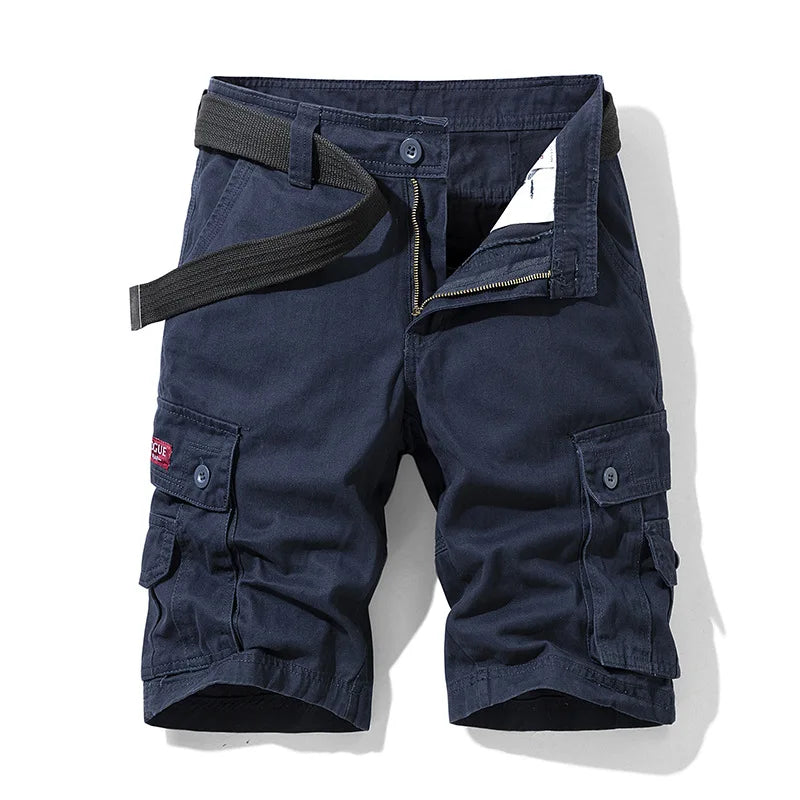 Men's Plaid Cargo Beach Shorts — Multi-Pocket Casual Bermuda Shorts
