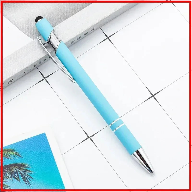50pcs Light Metal Ballpoint Pen Touch Screen Pen Office School Advertising Pen Custom Logo Text Engraving Laser Engraving