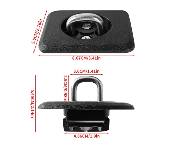1Pair Pickup Tie Down Anchor Retractable Truck Bed Top Side Wall D Ring Clip Hook For Ford F150 98-14 For Silverado GMC Sierra