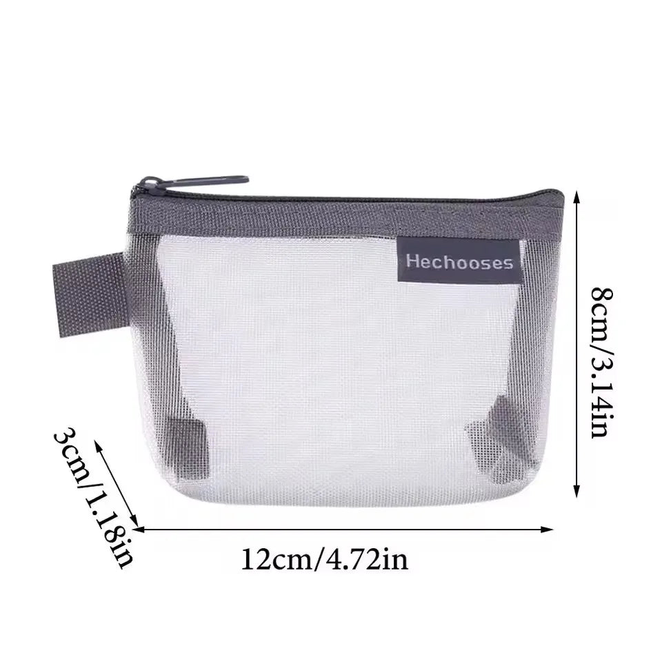 Coin Organizer Bag Mesh Cute Purse Key Lipstick Nylon Cards Pouch Coin Bag Small Item Storage Mini Cosmetic Bag Office Case