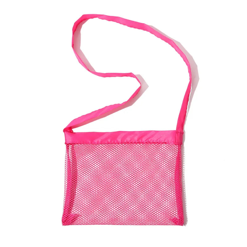 Ultralight Outdoor Mesh Beach Bag For Kids Children Beach Shells Toys Clothes Pocket Toy Storage Organiser Foldable Portable Bag
