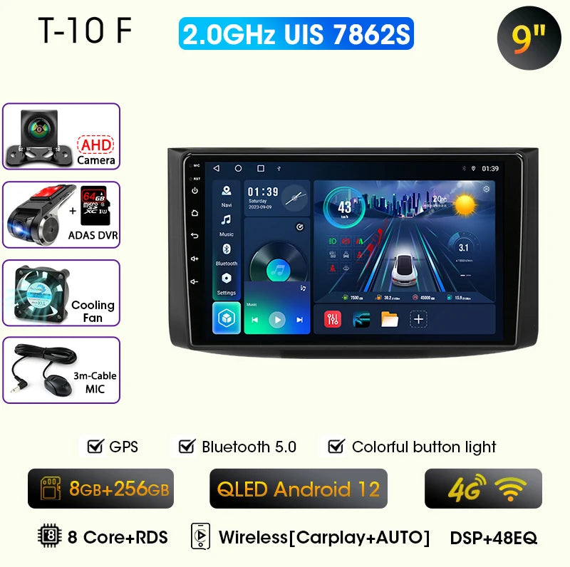 JMCQ Car Radio For Chevrolet Aveo 2006 2007 2008 2009 2010 2011 2012 2din Android12 Carplay Multimidia Video Player Head Unit