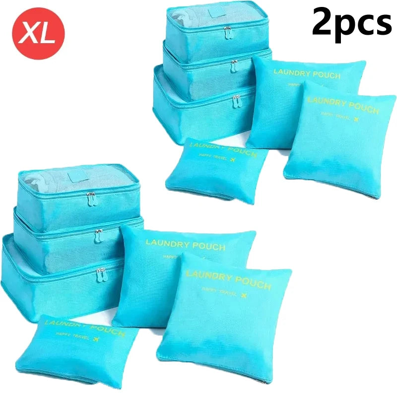 6-piece Large Size Travel Organizer Portable Suitcase Organizer Clothes Shoes Makeup Bag Luggage Organizer Travel Storage Bag