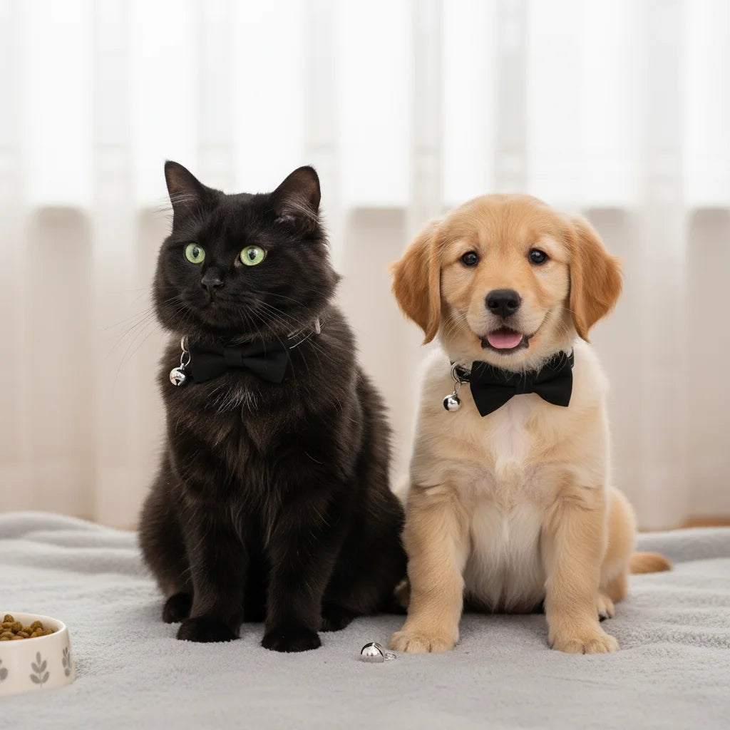 Pet Collar Adjustable 22-28cm Cat Collars Cute Bowknot Necklace Soft Bell Puppy Lead Pet Product Cat Dog Accessories
