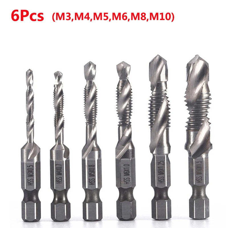 MMAlto HSS Titanium-Coated Metric Tap Set – M3 M4 M5 M6 M8 M10 | Screw Thread Machine Compound Tap | Individual & 6-Piece Sets
